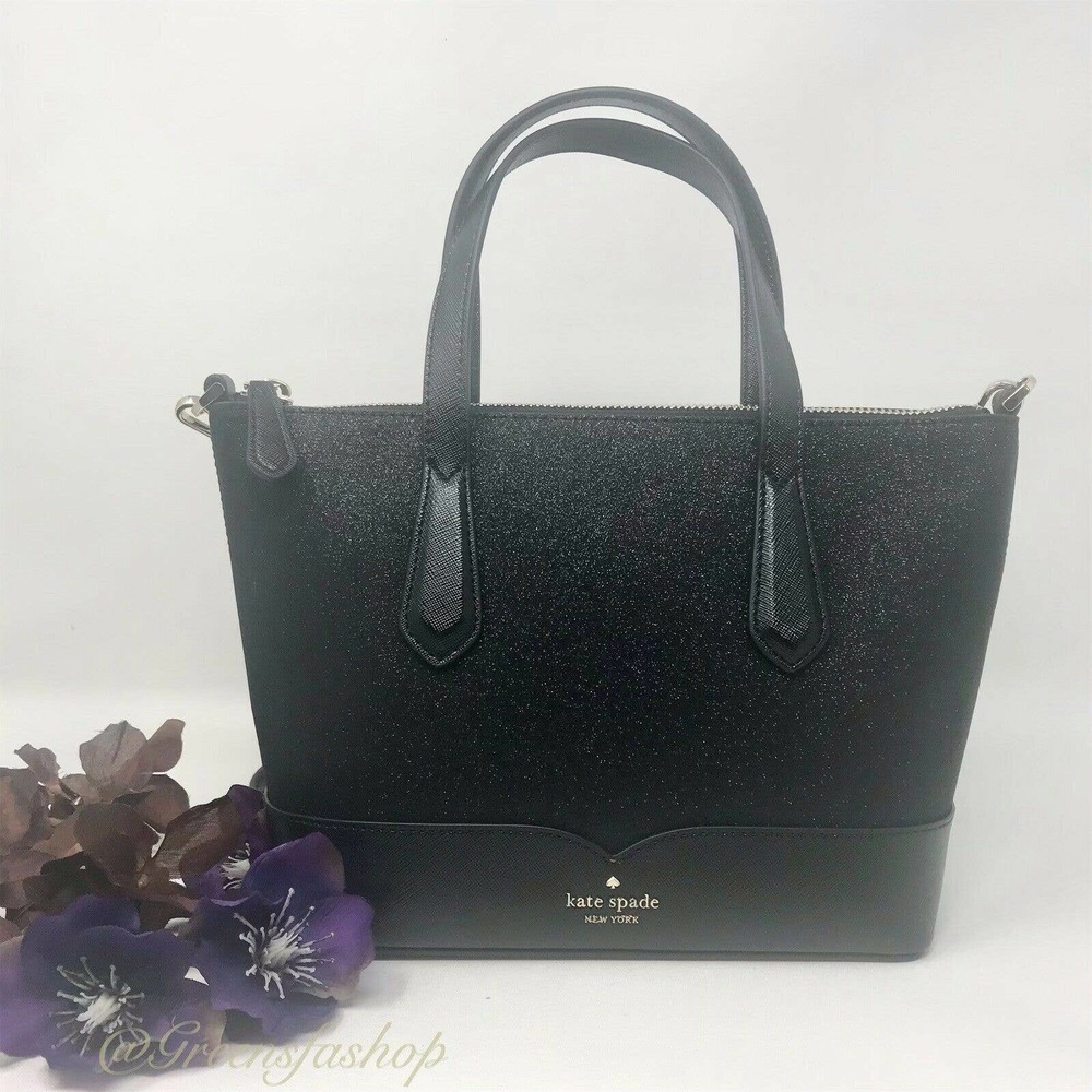 NEW KATE SPADE GLITTER SATCHEL BLACK